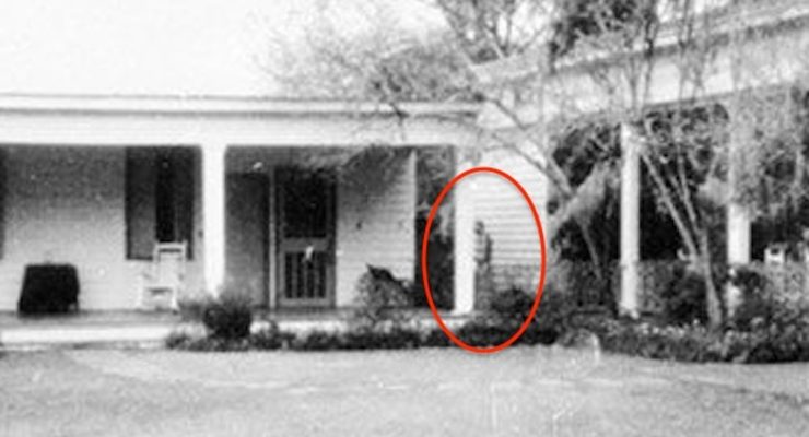 A ghostly figure appears outside The Myrtle Plantation