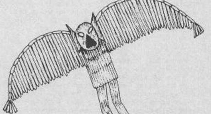 A drawing of the Cornish Owlman