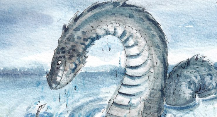 Drawing of a sea serpent