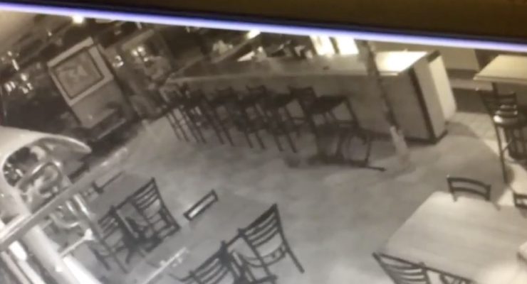 CCTV from Cronies bar showing a stool moving