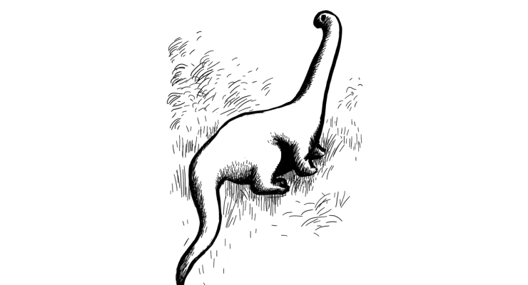 Line drawing of the Mokele-mbembe.