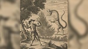 An artist's impression of a Tatzelwurm attack