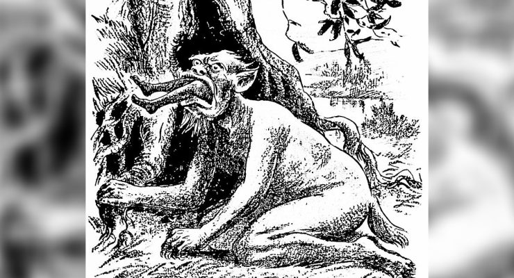 A drawing of a Yowie from 1907