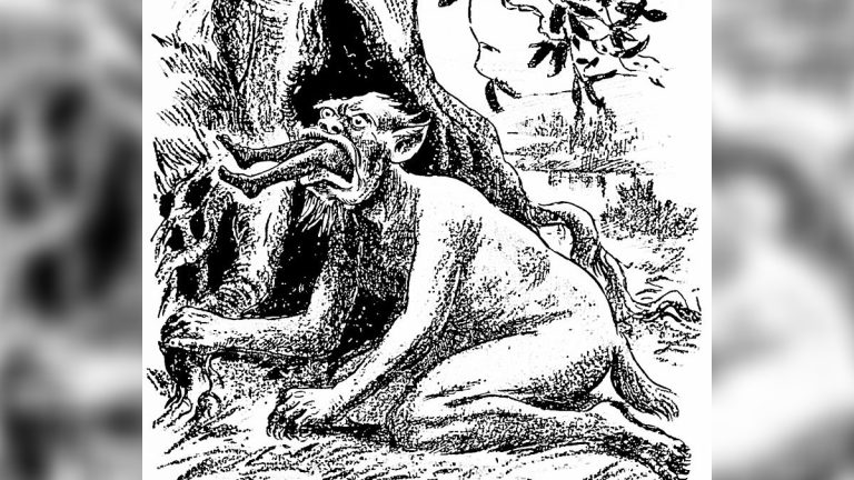 A drawing of a Yowie from 1907
