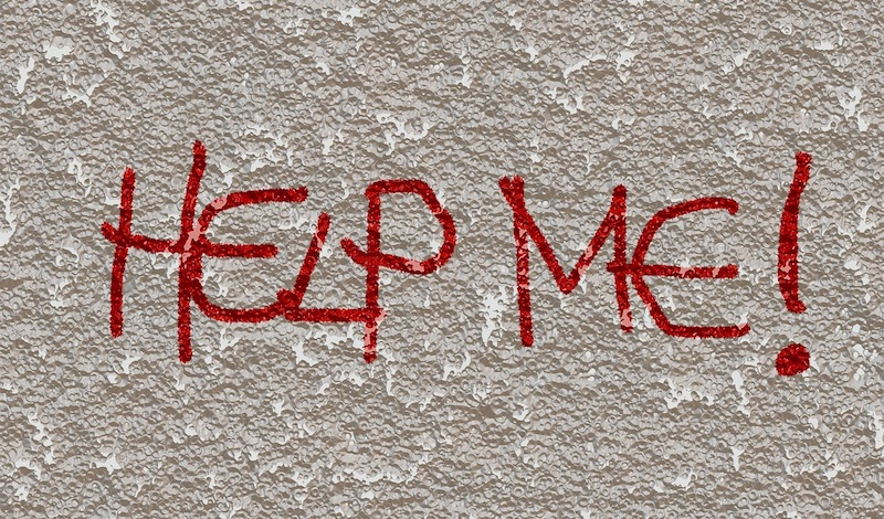 'Help Me!' written on wall in red