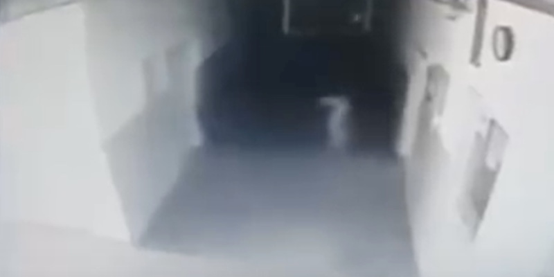 A ghost was caught on camera outside a police station in Serbia