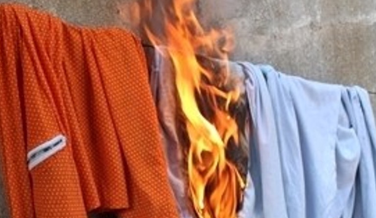 The self-burning, wet clothes that lead locals to believe that a fire poltergeist is responsible for a string of spontaneous fires.